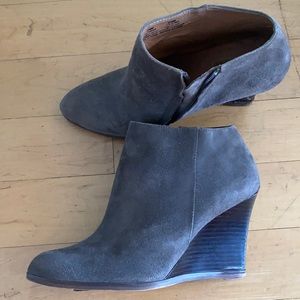 DONATED. Grey Suede Halogen Wedge Booties - 8.5